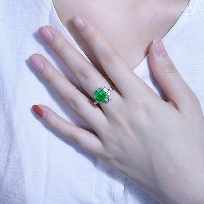 ANSTER JEWELRY 2.6 CTW Asscher Lab Grown Emerald 18K Gold Ring plated