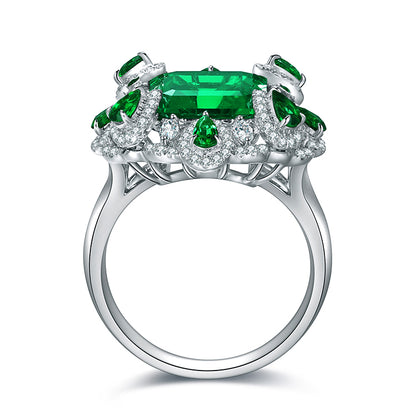 3.5 CTW Victorian Lab Grown Emerald 9K Gold Ring plated