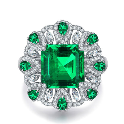 3.5 CTW Victorian Lab Grown Emerald 9K Gold Ring plated