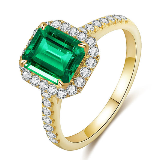 1.1 CTW Victorian Lab Grown Emerald 9K Gold Ring plated
