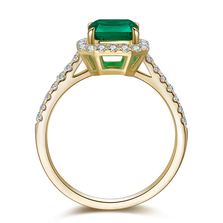 1.1 CTW Victorian Lab Grown Emerald 9K Gold Ring plated