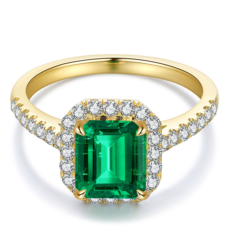 1.1 CTW Victorian Lab Grown Emerald 9K Gold Ring plated