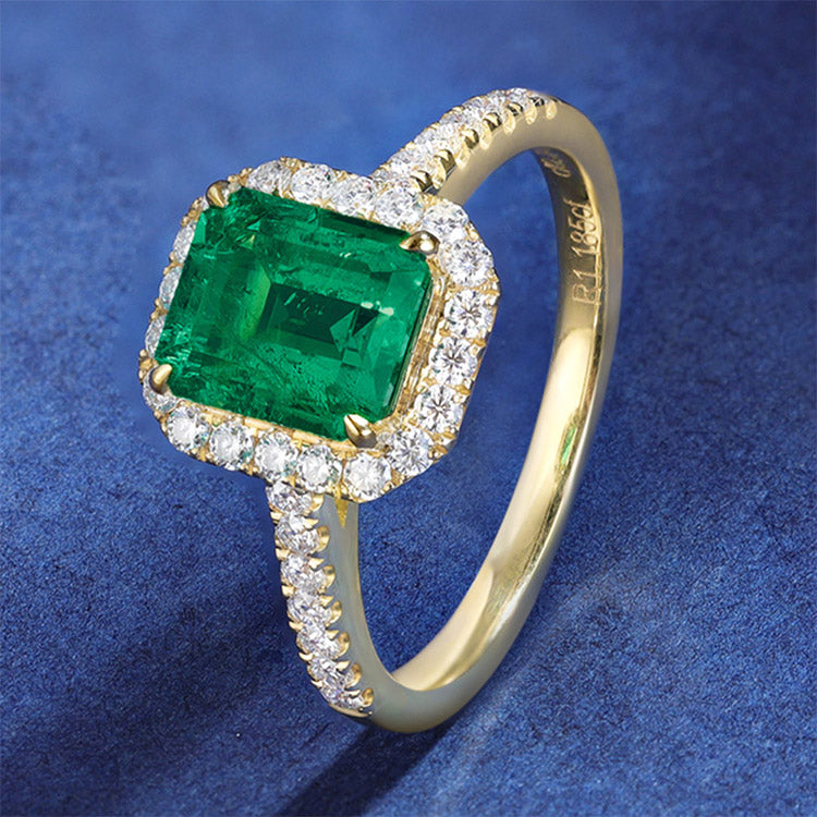 1.1 CTW Victorian Lab Grown Emerald 9K Gold Ring plated