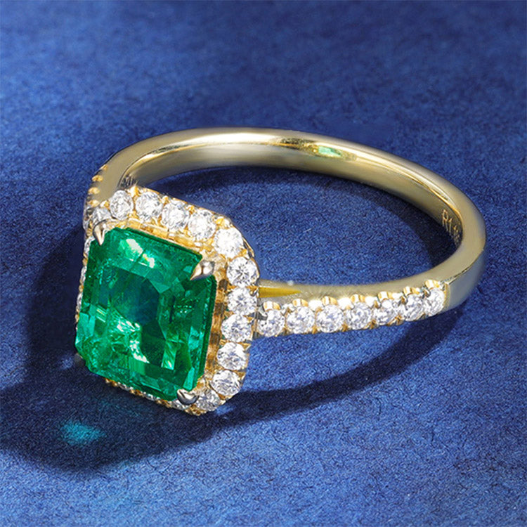 1.1 CTW Victorian Lab Grown Emerald 9K Gold Ring plated