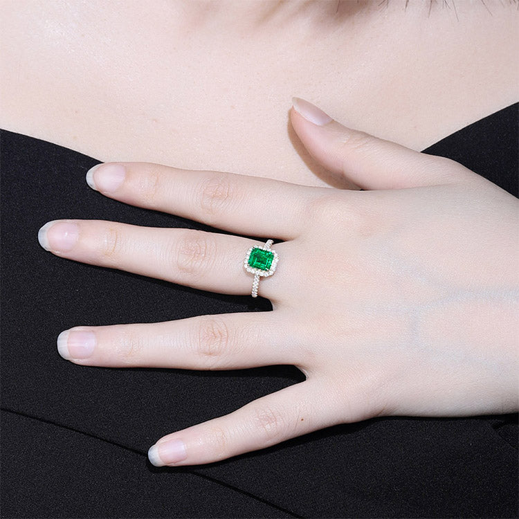 1.1 CTW Victorian Lab Grown Emerald 9K Gold Ring plated