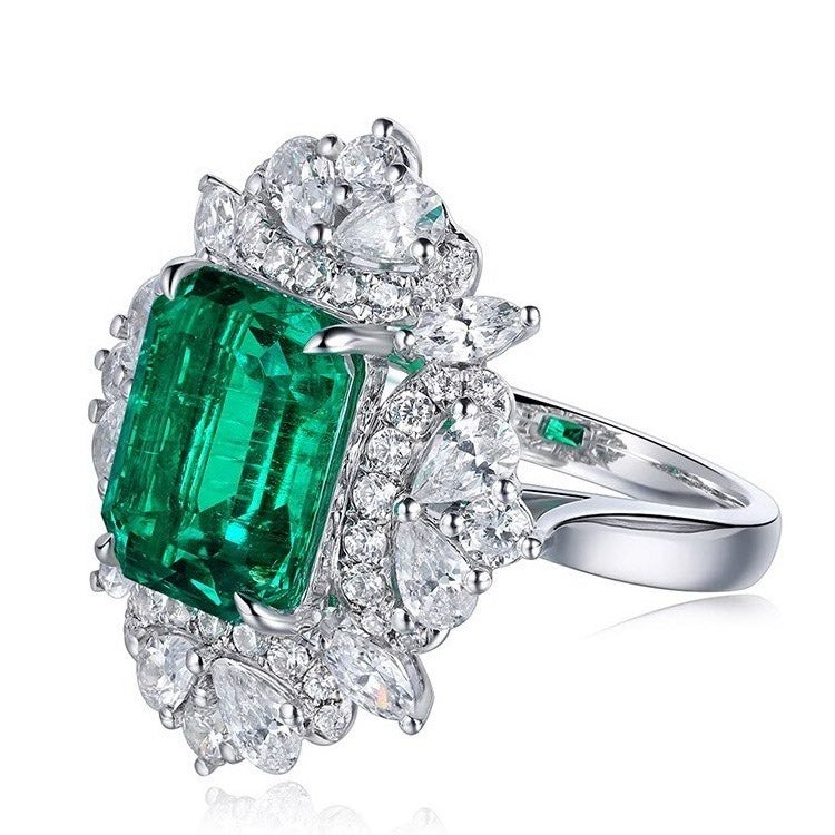 ANSTER JEWELRY 3.18 CTW Victorian Lab Grown Emerald 18K Gold Ring