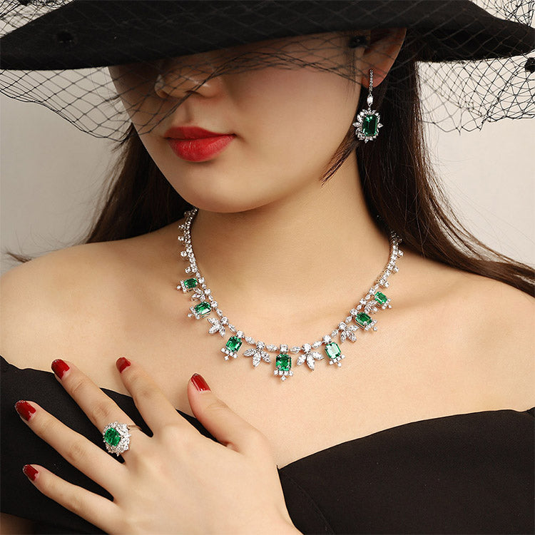 3.18 CTW Victorian Lab Grown Emerald 18K Gold Ring plated