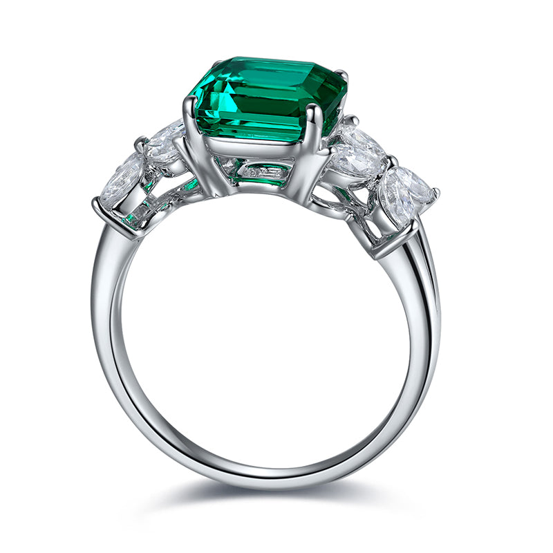ANSTER JEWELRY 1.5 CTW Victorian Lab Grown Emerald 18K Gold Ring plated