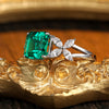 ANSTER JEWELRY 1.5 CTW Victorian Lab Grown Emerald 18K Gold Ring