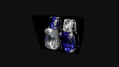 11.48 CTW Cushion Lab Grown Sapphire S925 Earrings plated